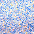 White and Blue Floral and Paisleys Printed Silk Charmeuse Fabric - Rex Fabrics