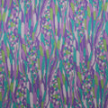 Purple Green & Ivory Abstract Bubbles Printed Silk Charmeuse Fabric - Rex Fabrics