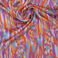 Purle Orange & White Abstract Bubbles Printed Silk Charmeuse Fabric - Rex Fabrics