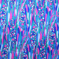 Blue Purple & Aqua Abstract Bubbles Printed Silk Charmeuse Fabric - Rex Fabrics