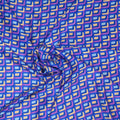 Blue Yellow & Purple Squares Modern Illustration Printed Silk Charmeuse Fabric - Rex Fabrics