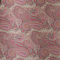 Light Gold and Magenta Paisley Printed Silk Charmeuse Fabric - Rex Fabrics