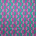 Pink and Green Abstract Waves Printed Silk Charmeuse Fabric - Rex Fabrics