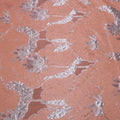 Coral Silver Metallic Floral Abstract Embossed Textured Jacquard Brocade Fabric - Rex Fabrics