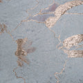 Aqua & Gold Metallic Floral Abstract Embossed Textured Jacquard Brocade Fabric - Rex Fabrics