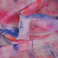 Blue Fuchsia and Orange Abstract Paint Printed Polyester Organza Fabric - Rex Fabrics