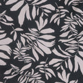 Black and Silver Reversible Foliage Leaves Printed Polyester Mikado Fabric - Rex Fabrics