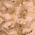 Light Gold Foliage Floral Sequins and Beads on Embroidered Tulle Fabric - Rex Fabrics