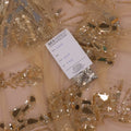 Light Gold Foliage Floral Sequins and Beads on Embroidered Tulle Fabric - Rex Fabrics