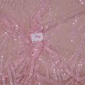 Light Pink Modern Sequins and Beads on Embroidered Tulle Fabric - Rex Fabrics