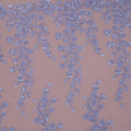 Purple Medium Floral Sequins and Beads on Embroidered Tulle Fabric - Rex Fabrics