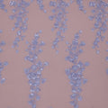 Purple Medium Floral Sequins and Beads on Embroidered Tulle Fabric - Rex Fabrics