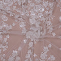 White Medium Floral Sequins and Beads on Embroidered Tulle Fabric - Rex Fabrics