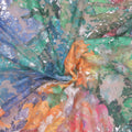 Multicolored Greens Embroidery Corded Abstract Painting on Embroidered Tulle Fabric - Rex Fabrics
