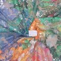 Multicolored Greens Embroidery Corded Abstract Painting on Embroidered Tulle Fabric - Rex Fabrics