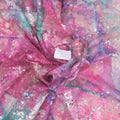 Multicolored Lavenders Embroidery Corded Abstract Painting on Embroidered Tulle Fabric - Rex Fabrics