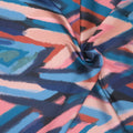 Blue Beige and Bronze Pastel Colors Abstract Charmeuse Polyester Fabric - Rex Fabrics