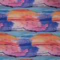 Blue Azure and Orange Pastel Colors Abstract Charmeuse Polyester Fabric - Rex Fabrics
