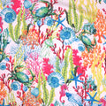 Multicolored Marine Coral Reef on White Background Charmeuse Polyester Fabric - Rex Fabrics