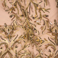 Dark Yellow Floral Sequins and Beads on Embroidered Tulle Fabric - Rex Fabrics