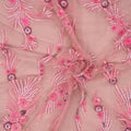 Light Pink Floral Sequins and Beads on Embroidered Tulle Fabric - Rex Fabrics