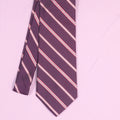 Purple with Ivory Stripes Valenti Formal Tie - Rex Fabrics