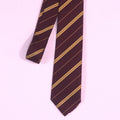 Wine with Gold Stripes Dormeuil Formal Tie - Rex Fabrics