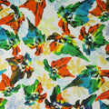 Orange Floral on a White Background Printed Polyester Mikado Fabric - Rex Fabrics