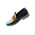 Custom ADRIAN 2019 Collection Blue And Beige Leather Shoe - Rex Fabrics