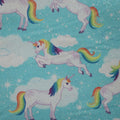 Enchanted Unicorns on Aqua Ground Printed Cotton - Rex Fabrics