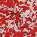 Red Flowers on White Background Printed Cotton Blend - Rex Fabrics