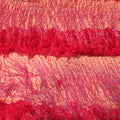 Red Tulle with Fringes and Feathers Abstract Embroidered Fabric - Rex Fabrics