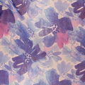 Purple and Blue Floral with White Background Organza Polyester Fabric - Rex Fabrics