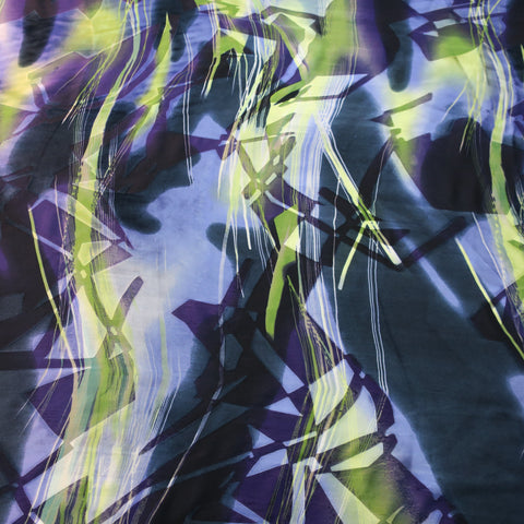 Green and Purple Abstract Silk Chiffon and Charmeuse Fabric - Rex Fabrics