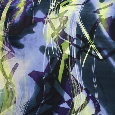 Green and Purple Abstract Silk Chiffon and Charmeuse Fabric - Rex Fabrics