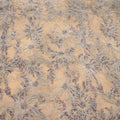 Light Gray Feathers with Bugle Beads Floral Embroidered Tulle Fabric - Rex Fabrics