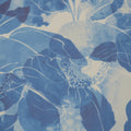 Blue Floral on White Background Organza Polyester Fabric - Rex Fabrics
