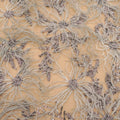 Light Gray Feathers with Bugle Beads Floral Embroidered Tulle Fabric - Rex Fabrics