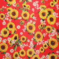 Sunflowers on Orange Printed Polyester Mikado Fabric - Rex Fabrics