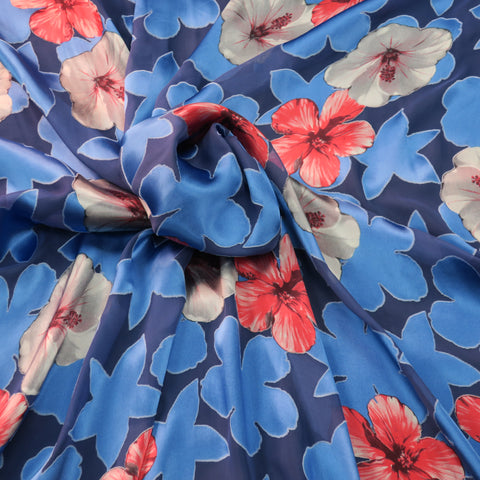 Red Turquoise and Blue Silk Chiffon and Charmeuse Fabric - Rex Fabrics