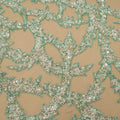 Mint Green Arabesques Embroidered Tulle Fabric - Rex Fabrics