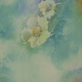 Green- Yellow Floral Abstract on White Background Organza Polyester Fabric - Rex Fabrics
