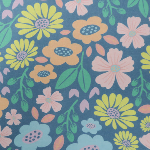 Navy Multicolor Daisy Picnic Printed Cotton - Rex Fabrics
