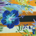 Floral Purple and Orange with Ecru Background Charmeuse Polyester Fabric - Rex Fabrics
