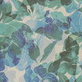 Green- Blue Floral on White Background Organza Polyester Fabric - Rex Fabrics