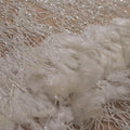 White Tulle with Feathers and Fringes Abstract Embroidered Fabric - Rex Fabrics