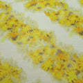 Yellow Floral with White Background Georgette Polyester Fabric - Rex Fabrics