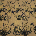 Yellow Tulle with Blue and Black Birds and Floral Fabric - Rex Fabrics