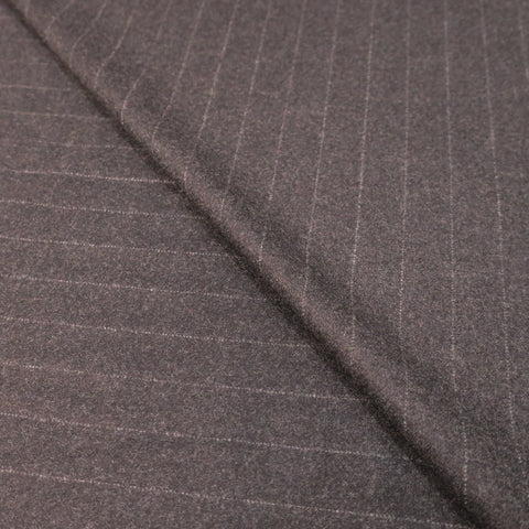 Charcoal and White Striped Loro Piana Wool Suiting Fabric - Rex Fabrics