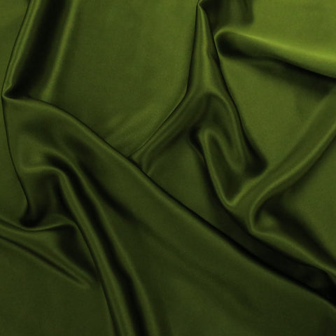 Olive Green Solid 54" Wide Silk Charmeuse Fabric 19mm - Rex Fabrics